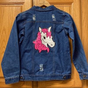 NWT Lola and the Boys Girls Unicorn Jean Jacket